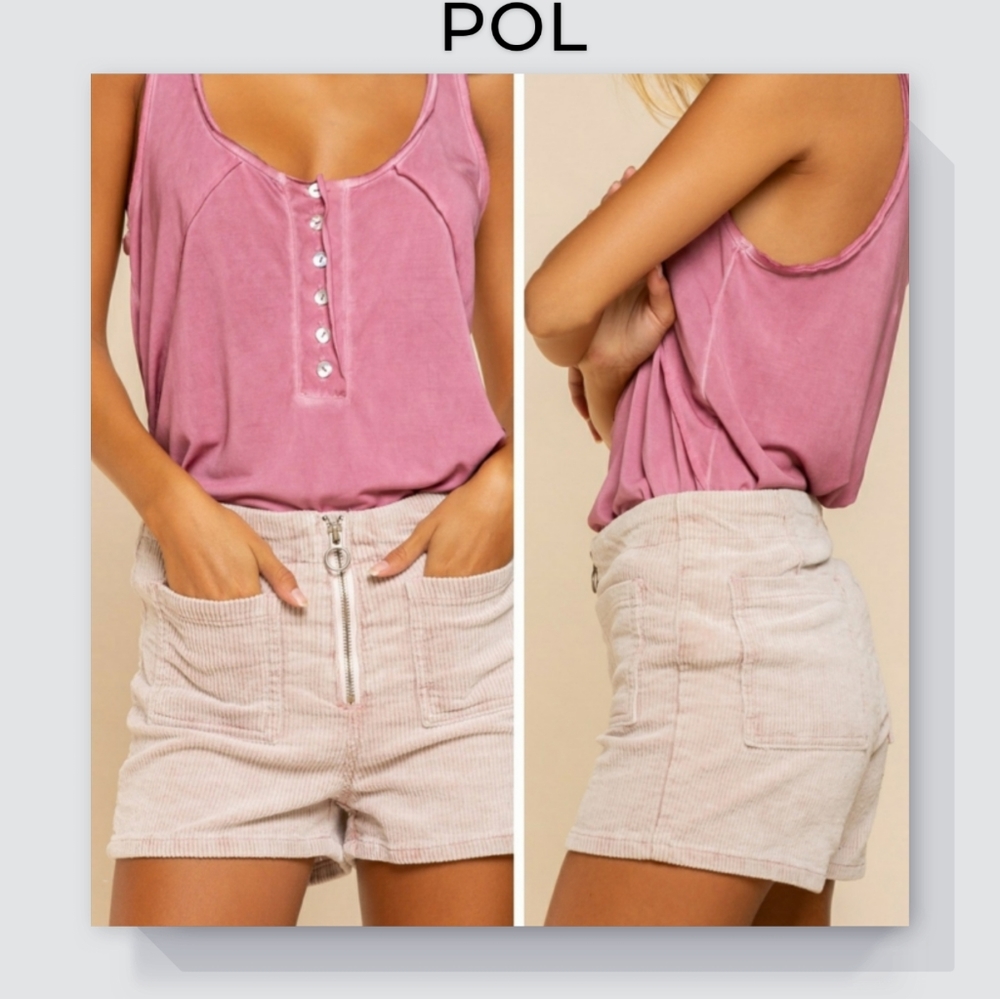 NWT POL Pink Vintage Wash Corduroy Shorts